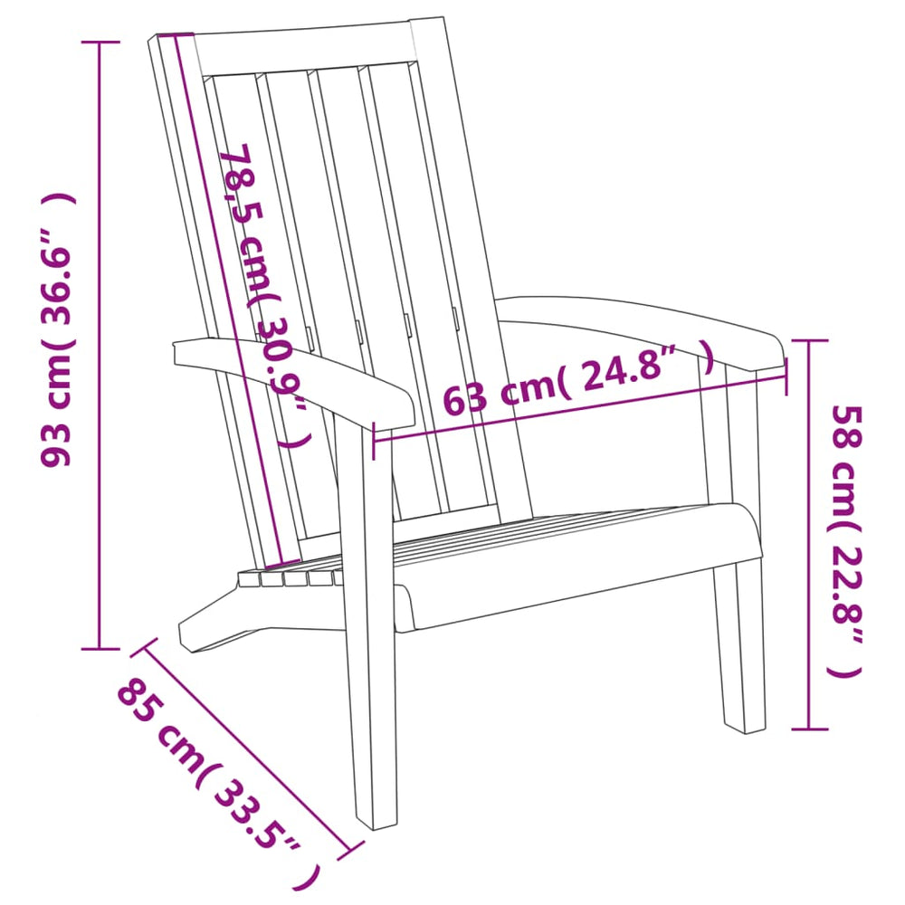 vidaXL Adirondack Chair Outdoor Furniture Lawn Chair for Deck Polypropylene-20