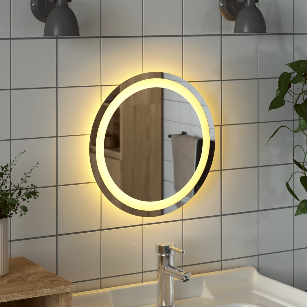 vidaXL LED Bathroom Mirror Wall Mounted Vanity Mirror for Home Bathroom Round-17