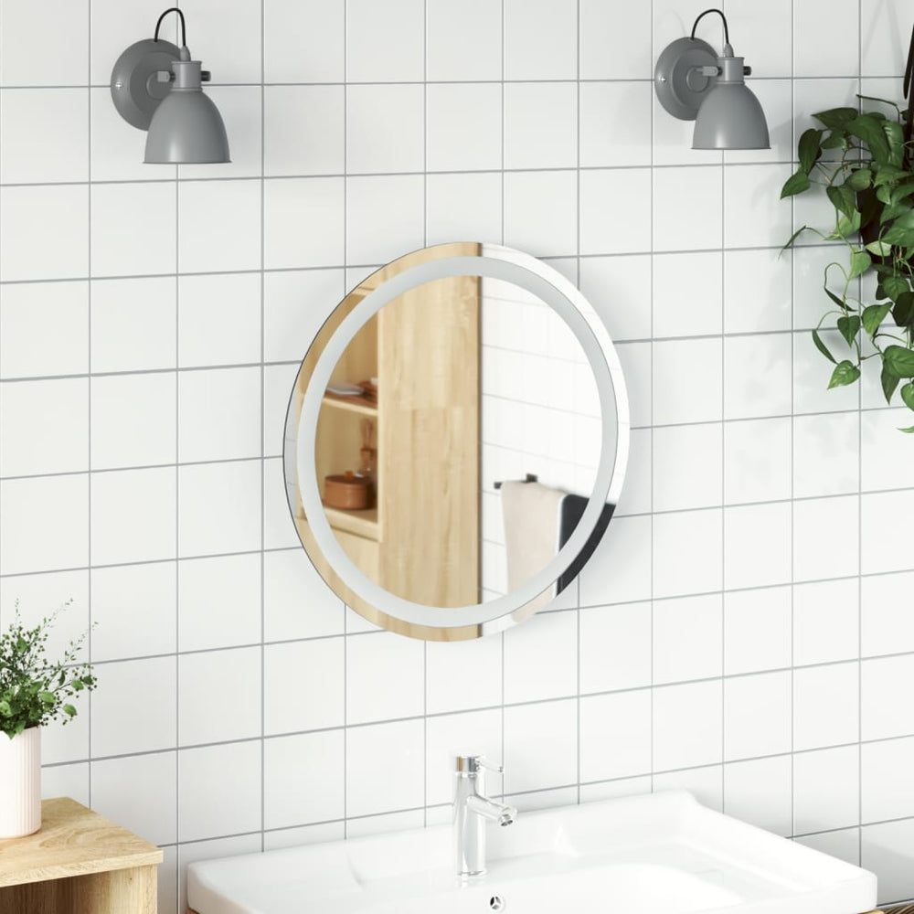 vidaXL LED Bathroom Mirror Wall Mounted Vanity Mirror for Home Bathroom Round-10