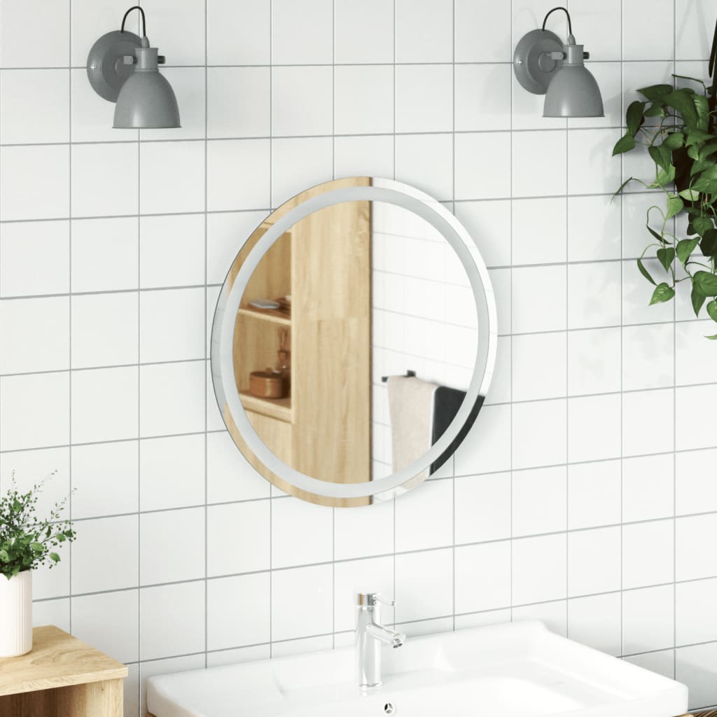 vidaXL LED Bathroom Mirror Wall Mounted Vanity Mirror for Home Bathroom Round-6