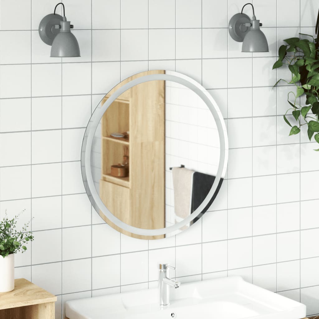 vidaXL LED Bathroom Mirror Wall Mounted Vanity Mirror for Home Bathroom Round-7