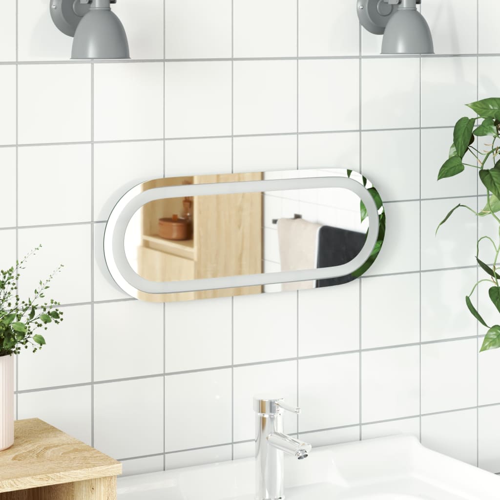 vidaXL LED Bathroom Mirror Wall Mounted Makeup Vanity Mirror for Bathroom Oval-1