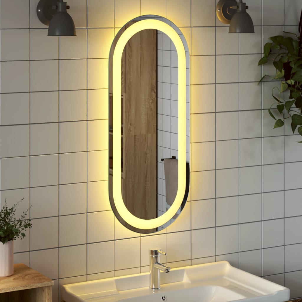 vidaXL LED Bathroom Mirror Wall Mounted Makeup Vanity Mirror for Bathroom Oval-12