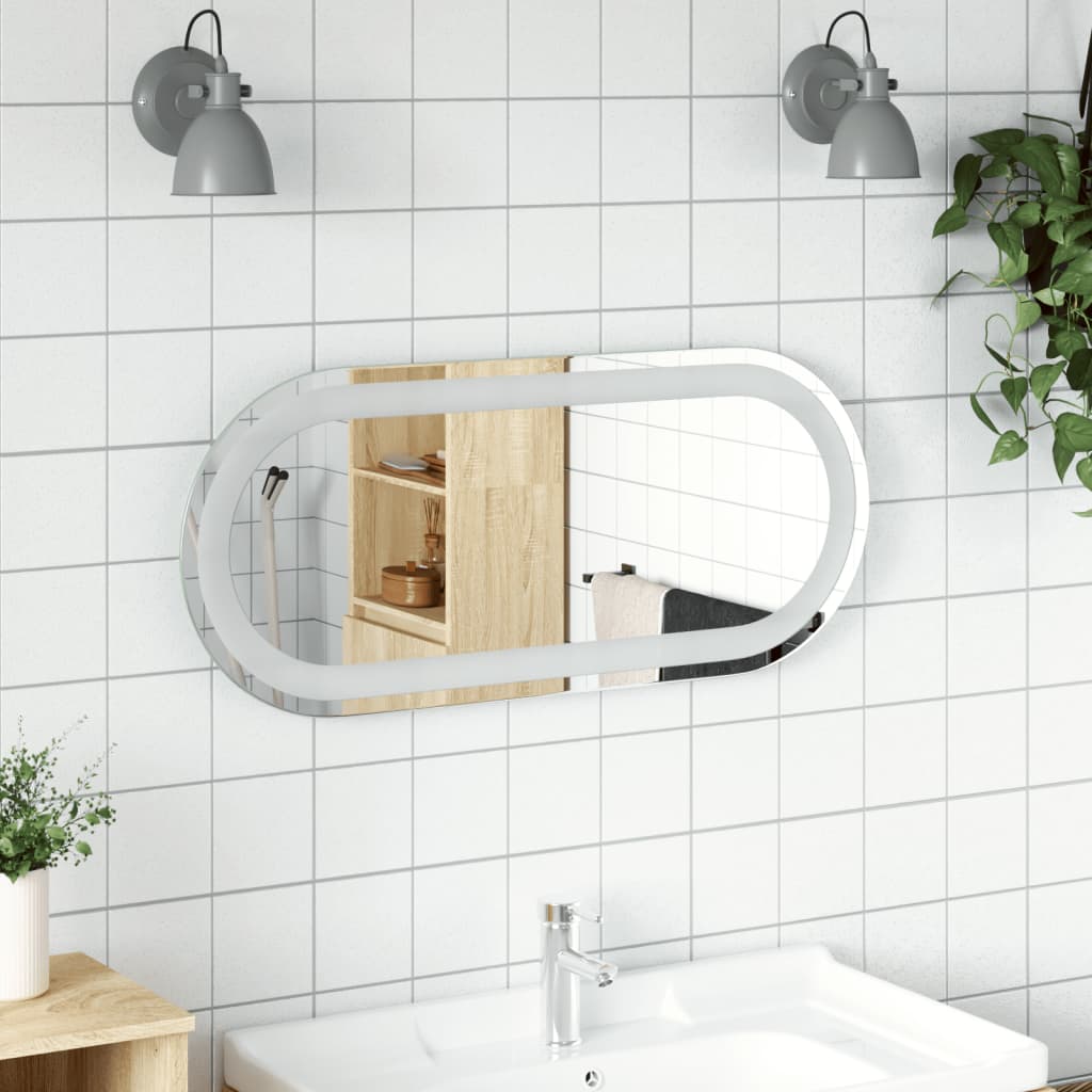 vidaXL LED Bathroom Mirror Wall Mounted Makeup Vanity Mirror for Bathroom Oval-6