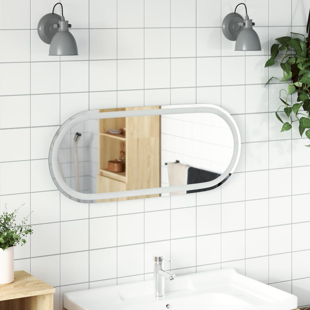 vidaXL LED Bathroom Mirror Wall Mounted Makeup Vanity Mirror for Bathroom Oval-8