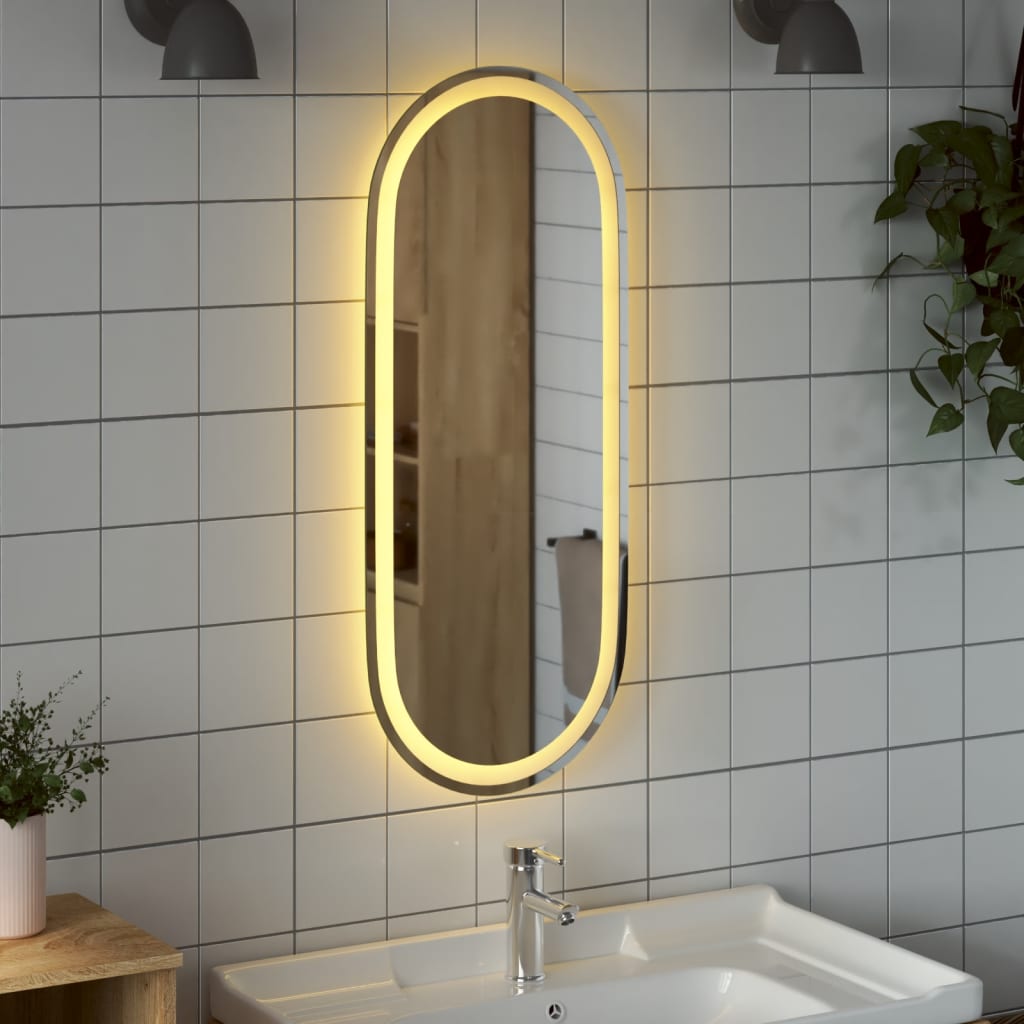 vidaXL LED Bathroom Mirror Wall Mounted Makeup Vanity Mirror for Bathroom Oval-16
