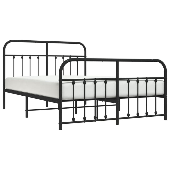 vidaXL Metal Bed Frame with Headboard and Footboard Black 59.1"x78.7"-3