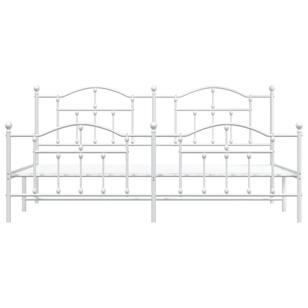 vidaXL Metal Bed Frame with Headboard and Footboard White 76"x79.9" King-3