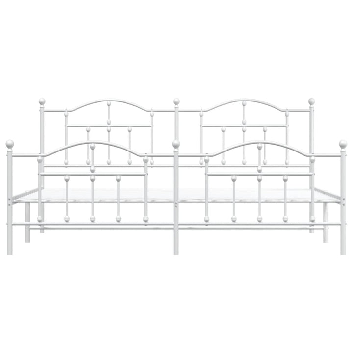 vidaXL Metal Bed Frame with Headboard and Footboard White 76"x79.9" King-3