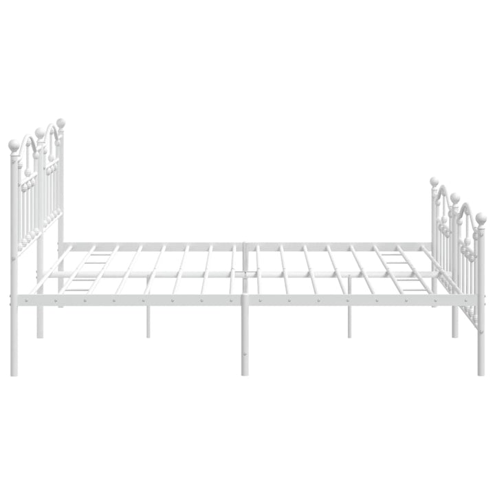 vidaXL Metal Bed Frame with Headboard and Footboard White 76"x79.9" King-4