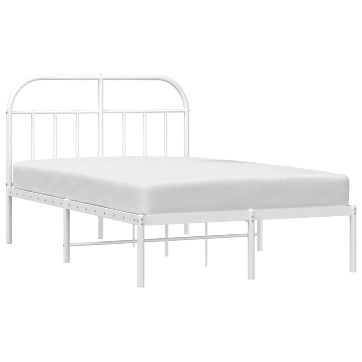 vidaXL Metal Bed Frame with Headboard White 53.9"x74.8" Full-4
