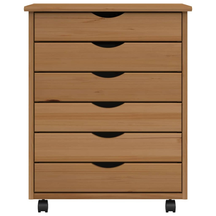 vidaXL Rolling Cabinet with Drawers Office Filing Cabinet MOSS Solid Wood Pine-20