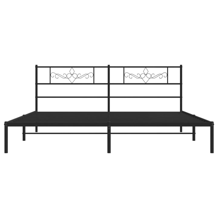 vidaXL Metal Bed Frame with Headboard Black 76"x79.9" King-3