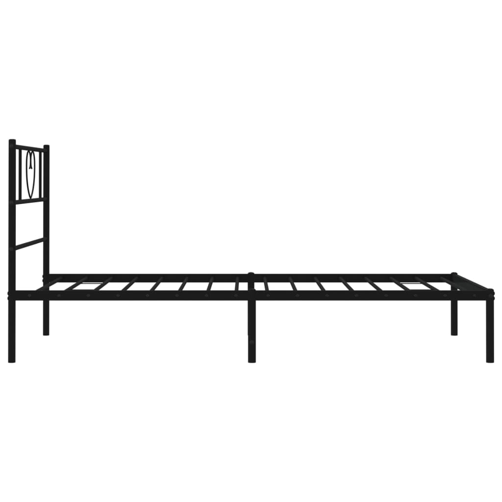 vidaXL Metal Bed Frame with Headboard Black 39.4"x74.8" Twin-4