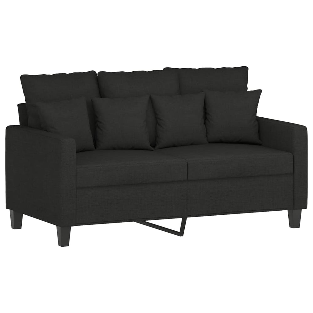 vidaXL 2 Piece Sofa Set with Cushions Black Fabric-1