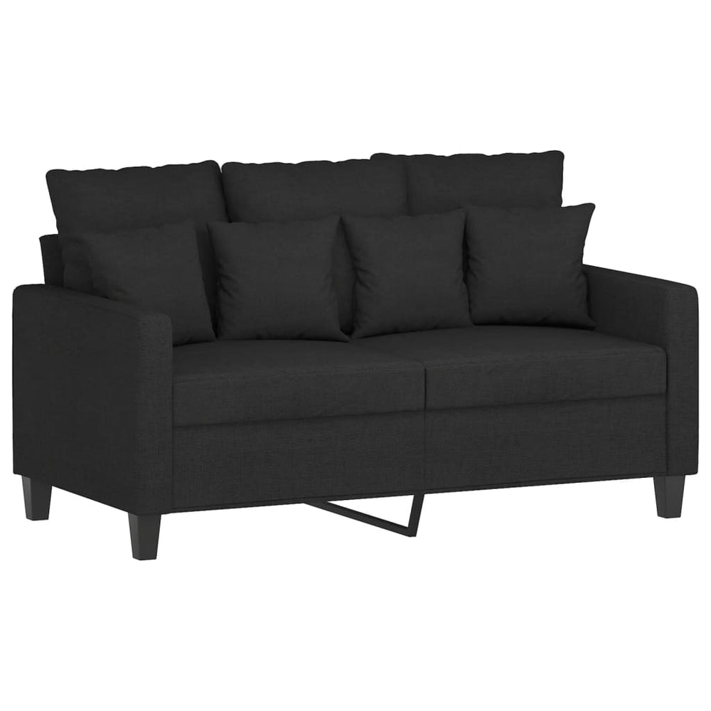 vidaXL 2 Piece Sofa Set with Cushions Black Fabric-1