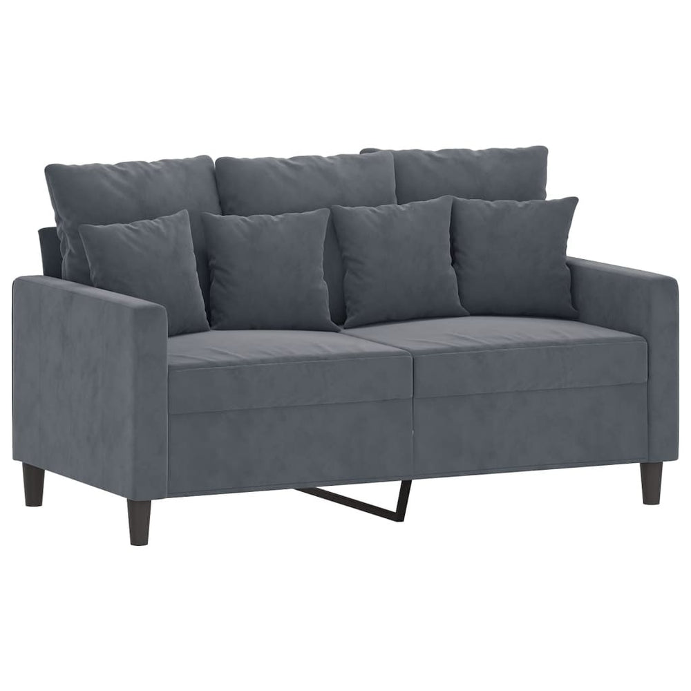 vidaXL 2 Piece Sofa Set with Cushions Dark Gray Velvet-1