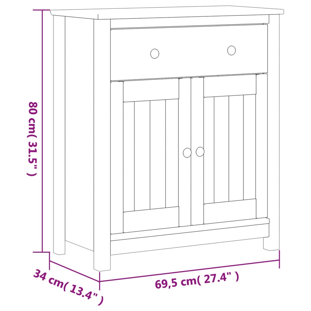 vidaXL Bathroom Cabinet Floor Cabinet for Living Room BERG Solid Wood Pine-14