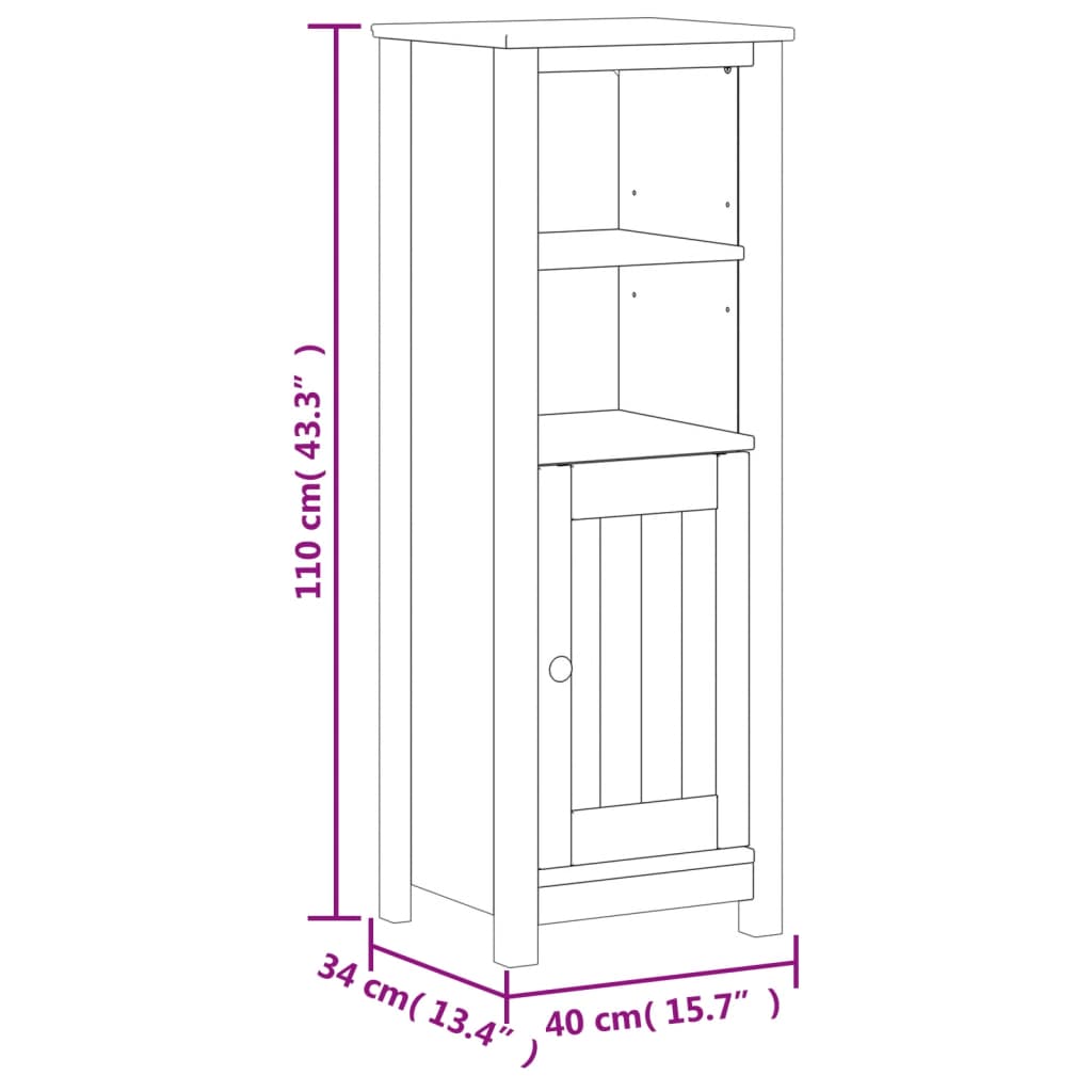 vidaXL Bathroom Cabinet Floor Cabinet for Living Room BERG Solid Wood Pine-8