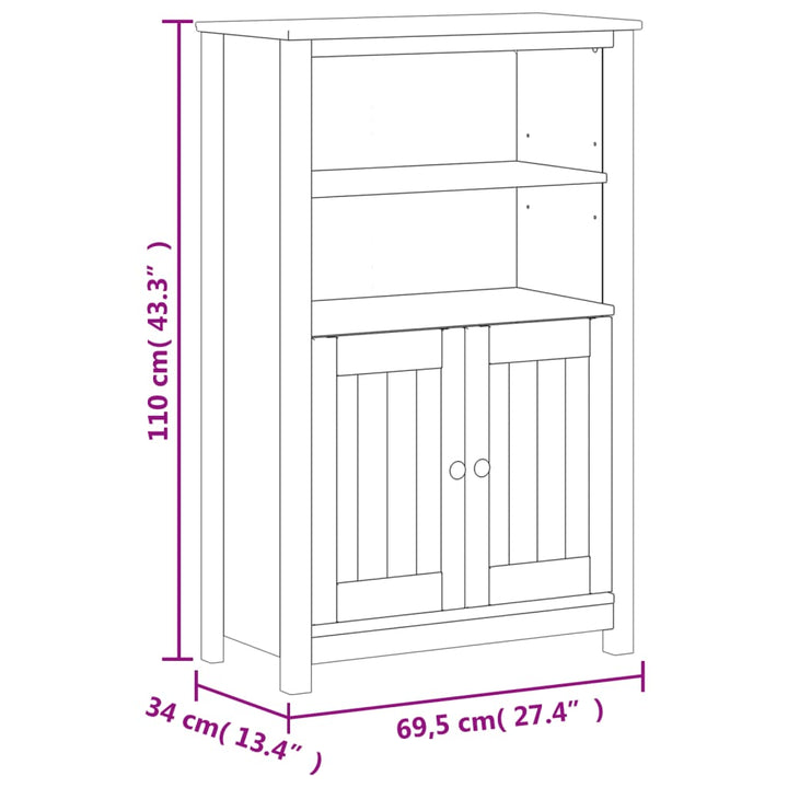 vidaXL Bathroom Cabinet Floor Cabinet for Living Room BERG Solid Wood Pine-7
