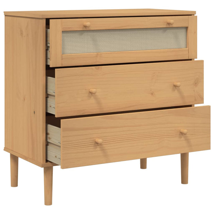 vidaXL Drawer Cabinet Storage File Sideboard SENJA Rattan Look Solid Wood Pin-13