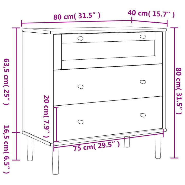 vidaXL Drawer Cabinet Storage File Sideboard SENJA Rattan Look Solid Wood Pin-1