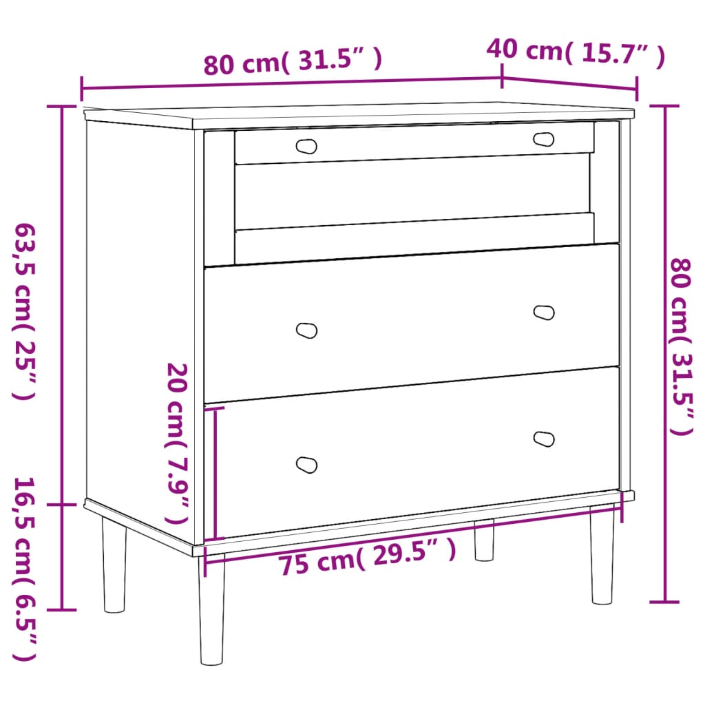 vidaXL Drawer Cabinet Storage File Sideboard SENJA Rattan Look Solid Wood Pin-21