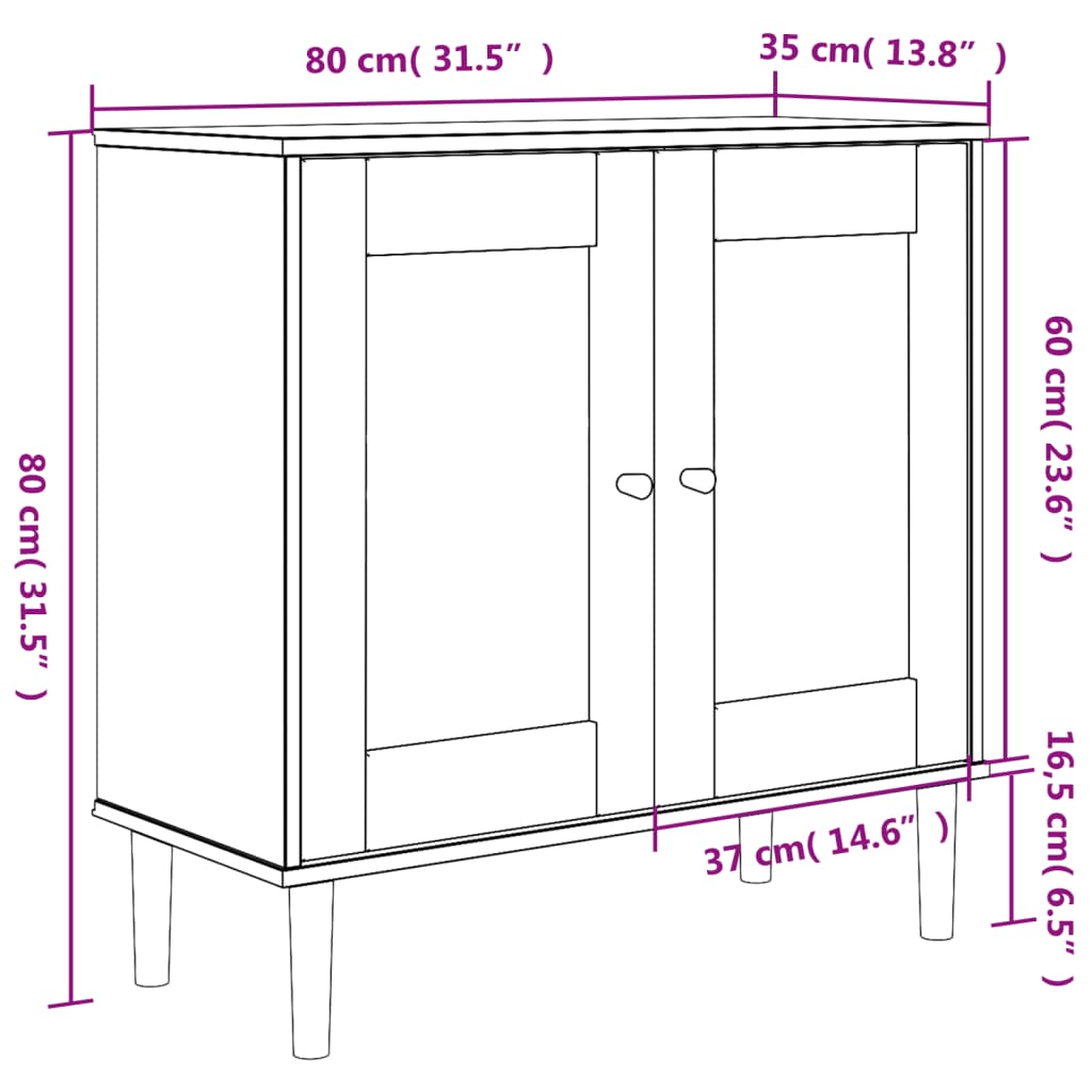 vidaXL Sideboard SENJA Rattan Look Black 31.5"x13.8"x31.5" Solid Wood Pine-8