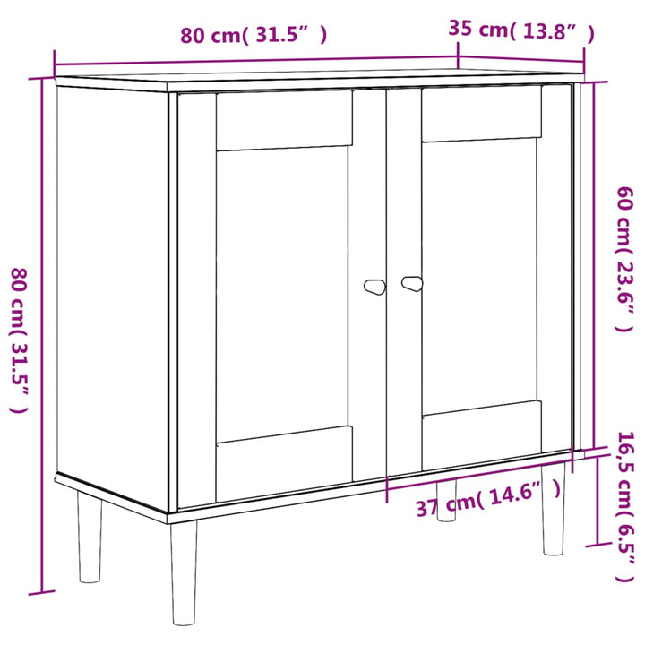 vidaXL Sideboard SENJA Rattan Look Black 31.5"x13.8"x31.5" Solid Wood Pine-8