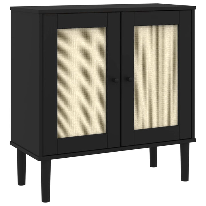 vidaXL Sideboard SENJA Rattan Look Black 31.5"x13.8"x31.5" Solid Wood Pine-11