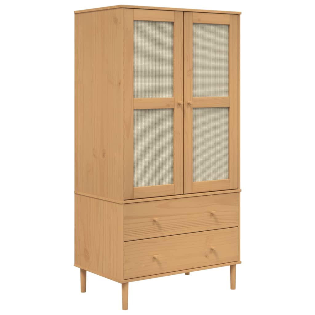 vidaXL Wardrobe Storage Cabinet Cupboard SENJA Rattan Look Solid Wood Pine-9
