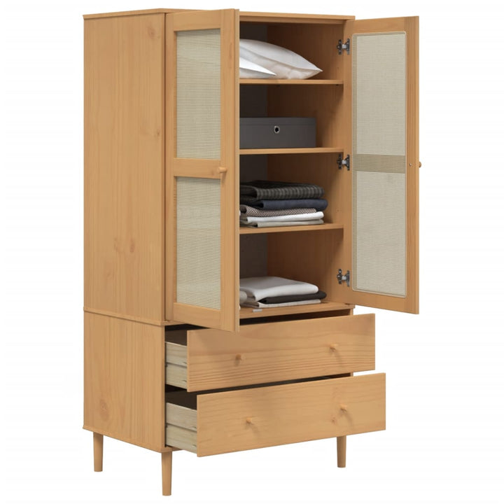 vidaXL Wardrobe Storage Cabinet Cupboard SENJA Rattan Look Solid Wood Pine-18