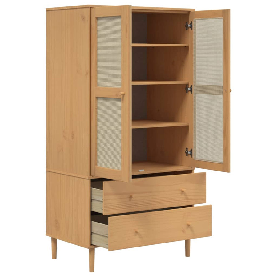 vidaXL Wardrobe Storage Cabinet Cupboard SENJA Rattan Look Solid Wood Pine-20