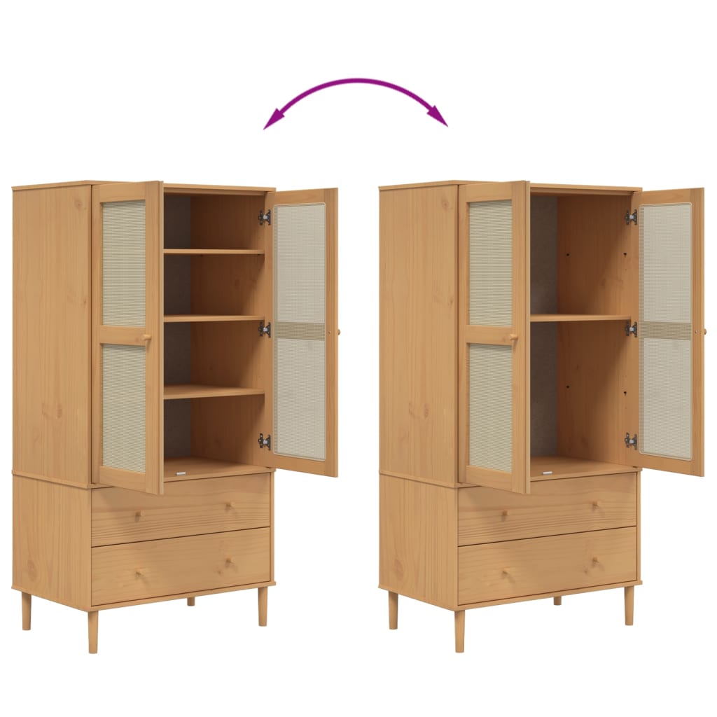 vidaXL Wardrobe Storage Cabinet Cupboard SENJA Rattan Look Solid Wood Pine-22