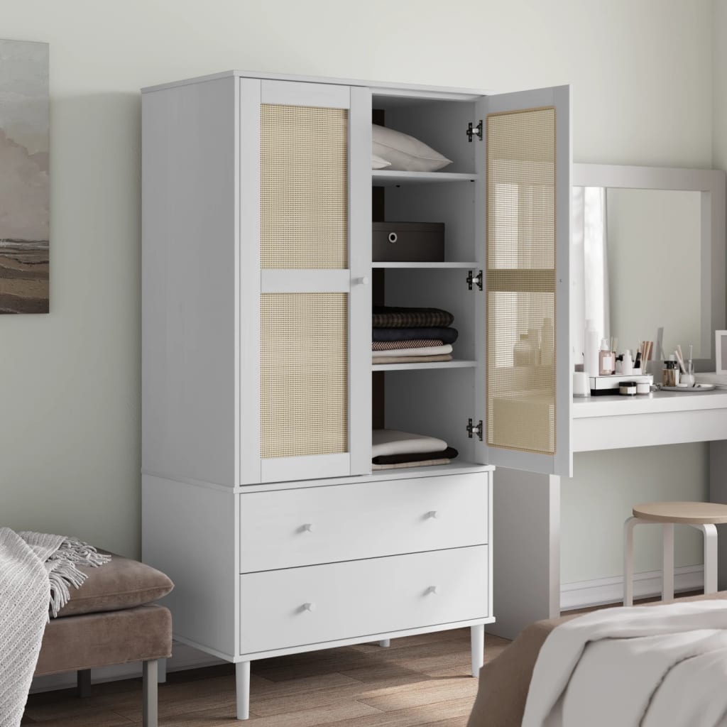 vidaXL Wardrobe Storage Cabinet Cupboard SENJA Rattan Look Solid Wood Pine-25