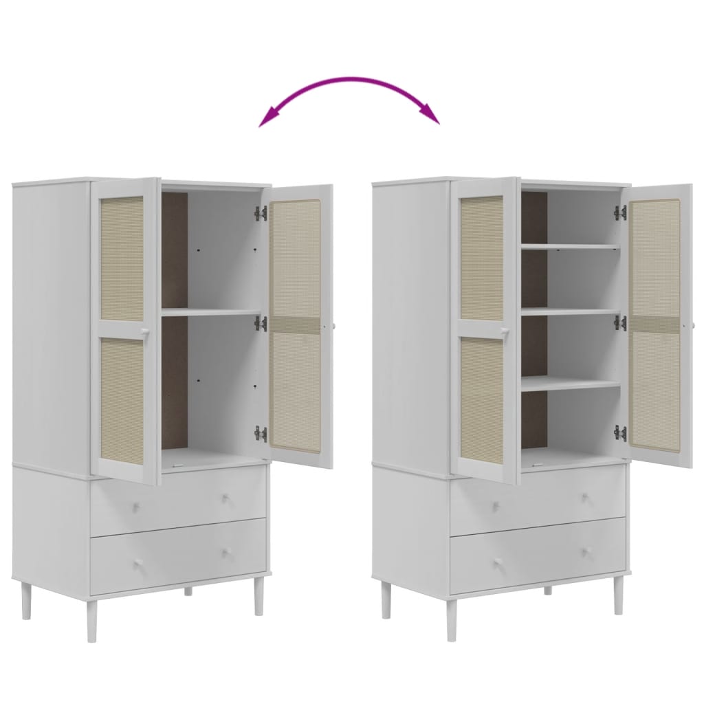 vidaXL Wardrobe Storage Cabinet Cupboard SENJA Rattan Look Solid Wood Pine-15