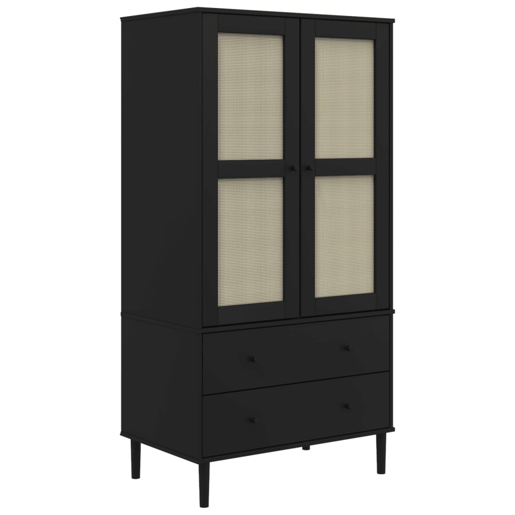vidaXL Wardrobe Storage Cabinet Cupboard SENJA Rattan Look Solid Wood Pine-0