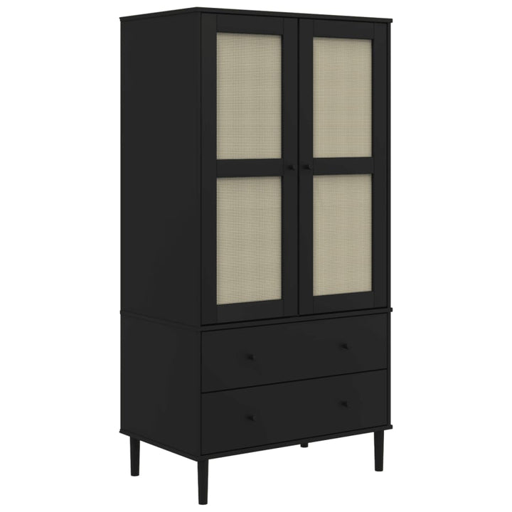 vidaXL Wardrobe Storage Cabinet Cupboard SENJA Rattan Look Solid Wood Pine-0