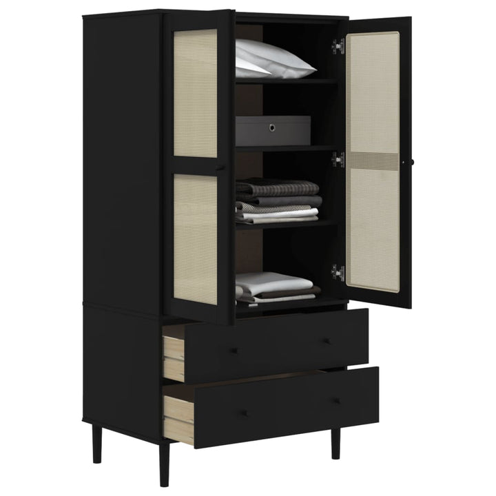 vidaXL Wardrobe Storage Cabinet Cupboard SENJA Rattan Look Solid Wood Pine-4