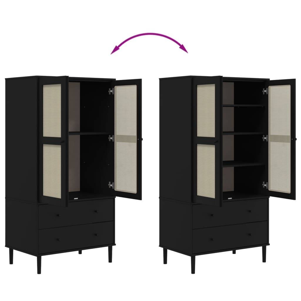 vidaXL Wardrobe Storage Cabinet Cupboard SENJA Rattan Look Solid Wood Pine-8