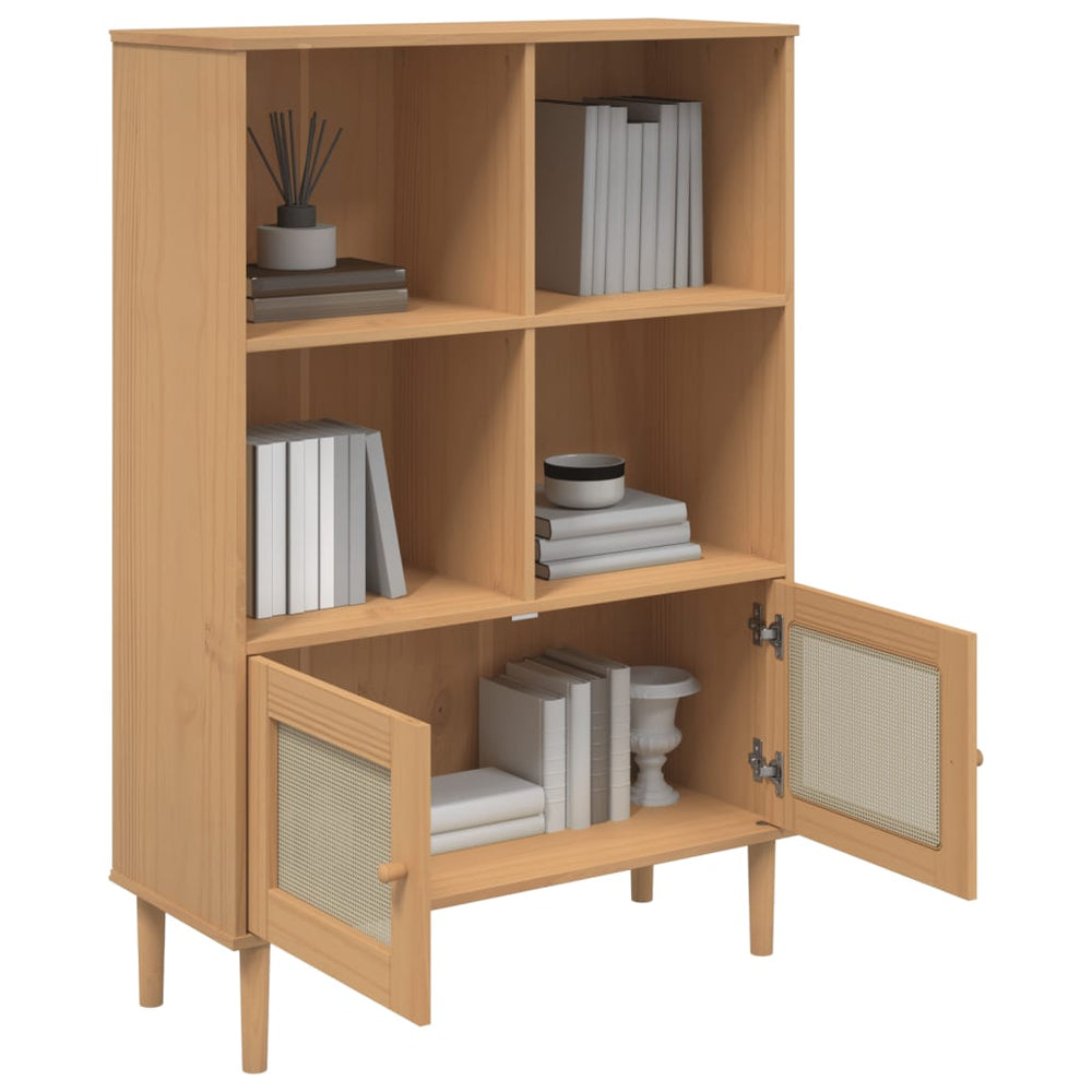 vidaXL Bookcase Bookshelf Storage Cabinet SENJA Rattan Look Solid Wood Pine-1