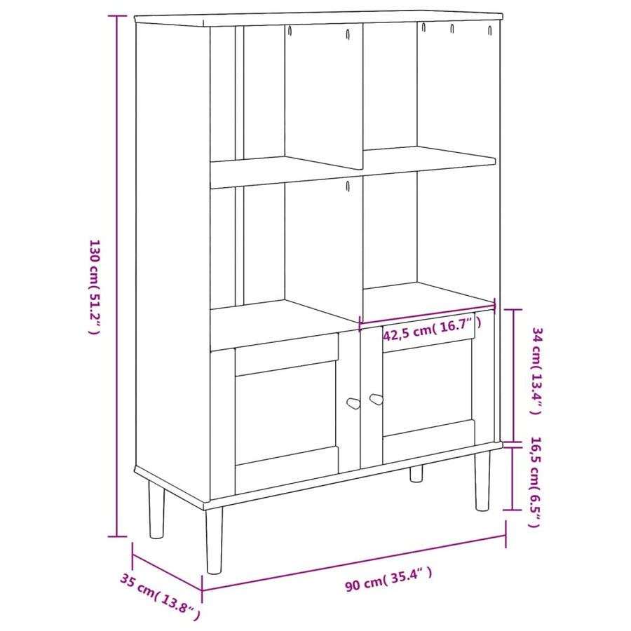 vidaXL Bookcase Bookshelf Storage Cabinet SENJA Rattan Look Solid Wood Pine-0