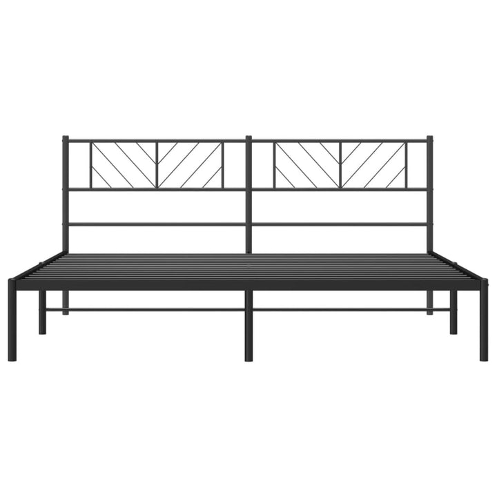 vidaXL Metal Bed Frame with Headboard Black 72"x83.9" California King-3