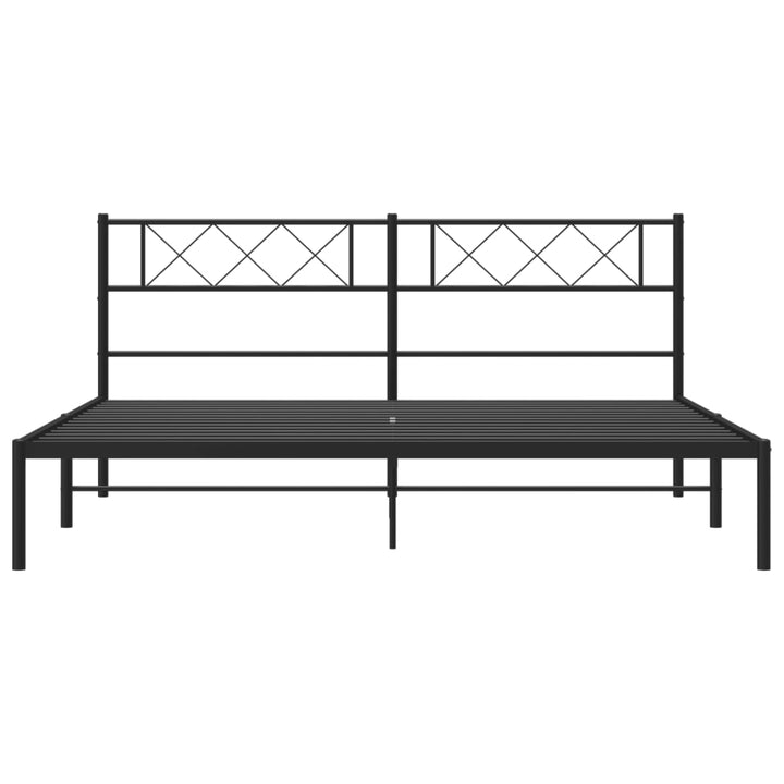 vidaXL Metal Bed Frame with Headboard Black 72"x83.9" California King-2