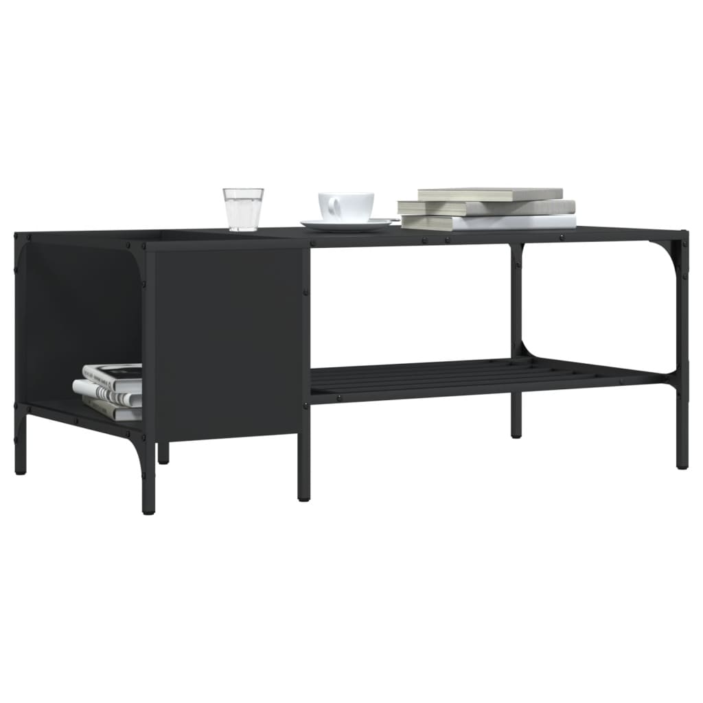 vidaXL Coffee Table with Rack Black 39.4"x20.1"x15.7" Engineered Wood-1