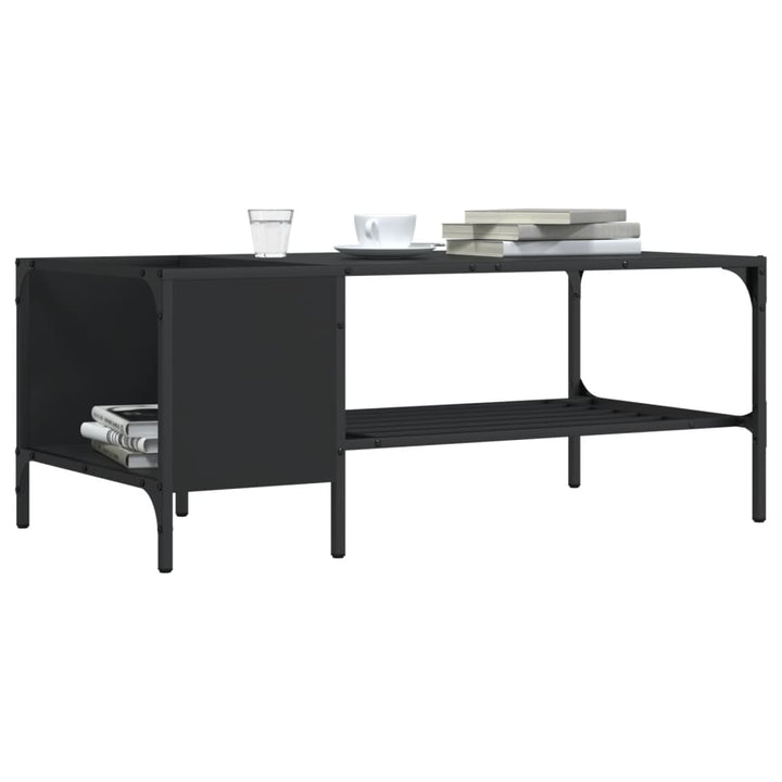 vidaXL Coffee Table with Rack Black 39.4"x20.1"x15.7" Engineered Wood-1