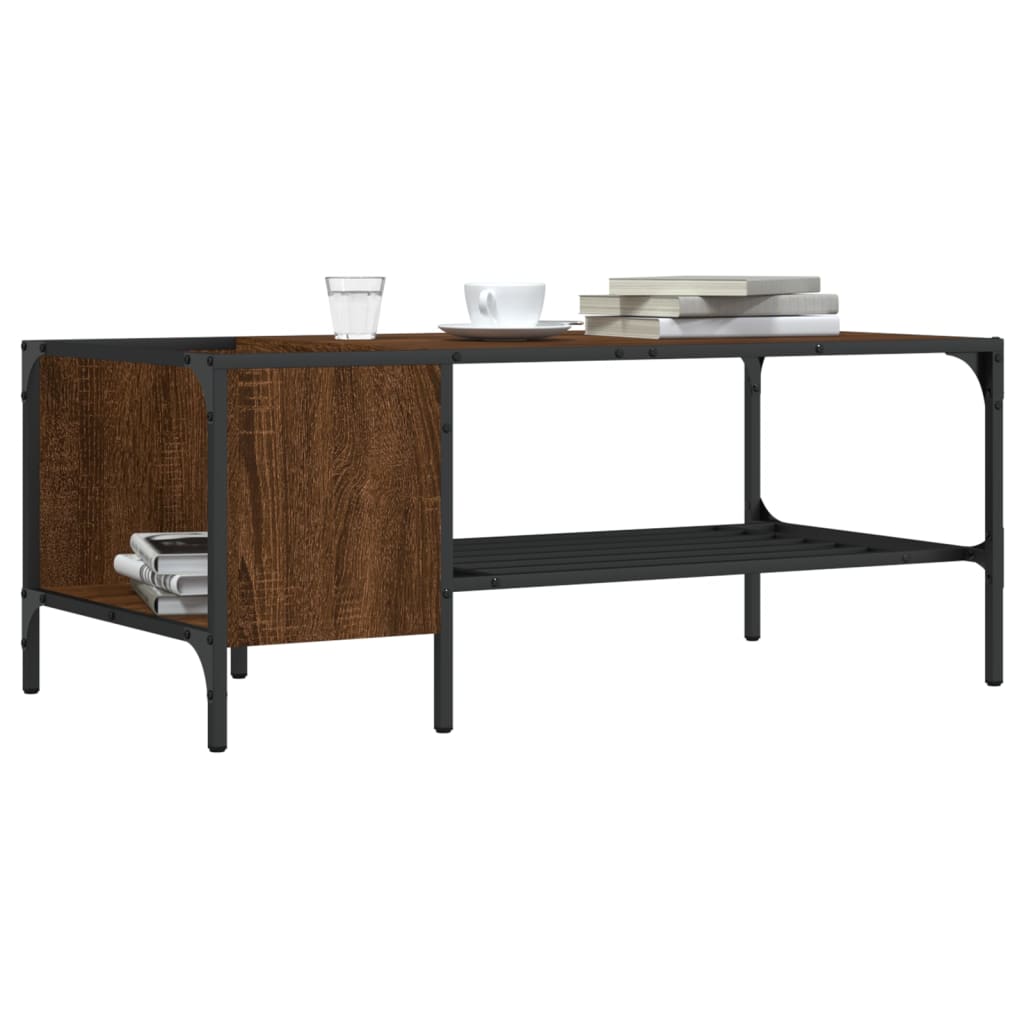 vidaXL Coffee Table with Rack Black 39.4"x20.1"x15.7" Engineered Wood-9