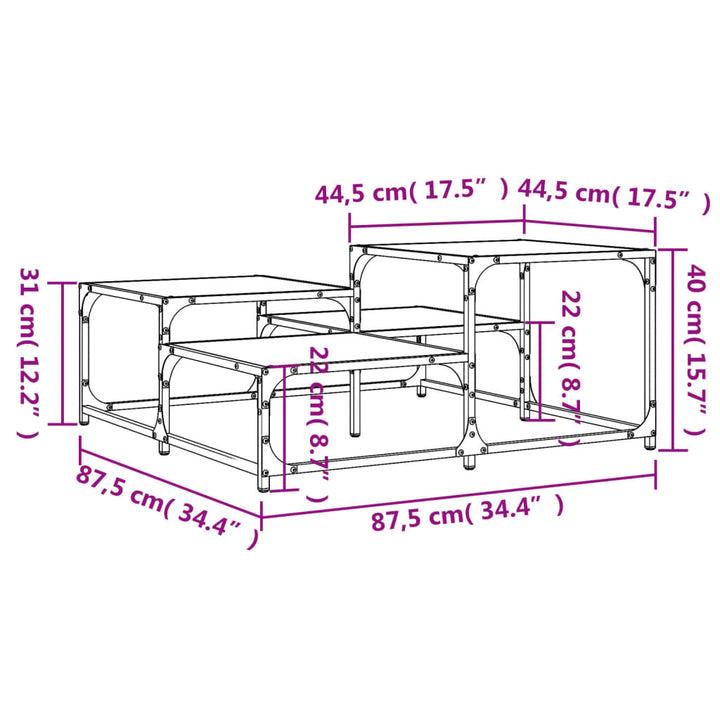 vidaXL Coffee Table Black 34.4"x34.4"x15.7" Engineered Wood-35