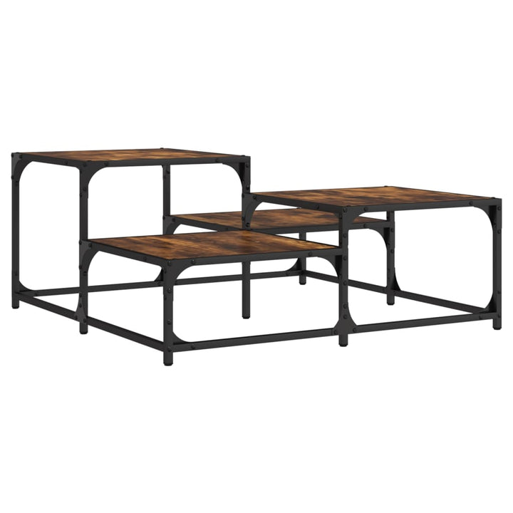 vidaXL Coffee Table Black 34.4"x34.4"x15.7" Engineered Wood-7