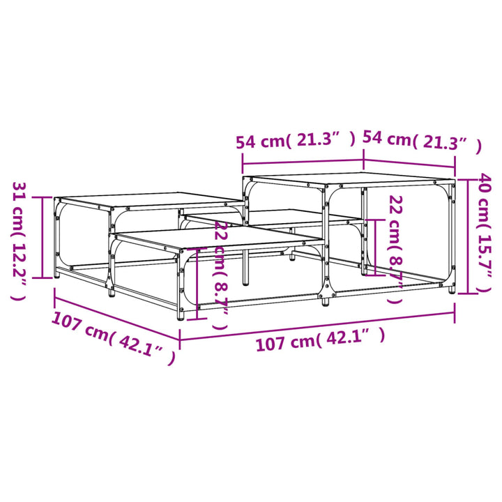 vidaXL Coffee Table Black 34.4"x34.4"x15.7" Engineered Wood-43